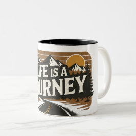 Caneca De Café Em Dois Tons A vida é um canhão de acampamento de viagem