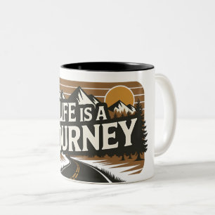 Caneca De Café Em Dois Tons A vida é um canhão de acampamento de viagem