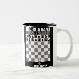 Caneca De Café Em Dois Tons A vida é um jogo, xadrez é séria (c), vida é…