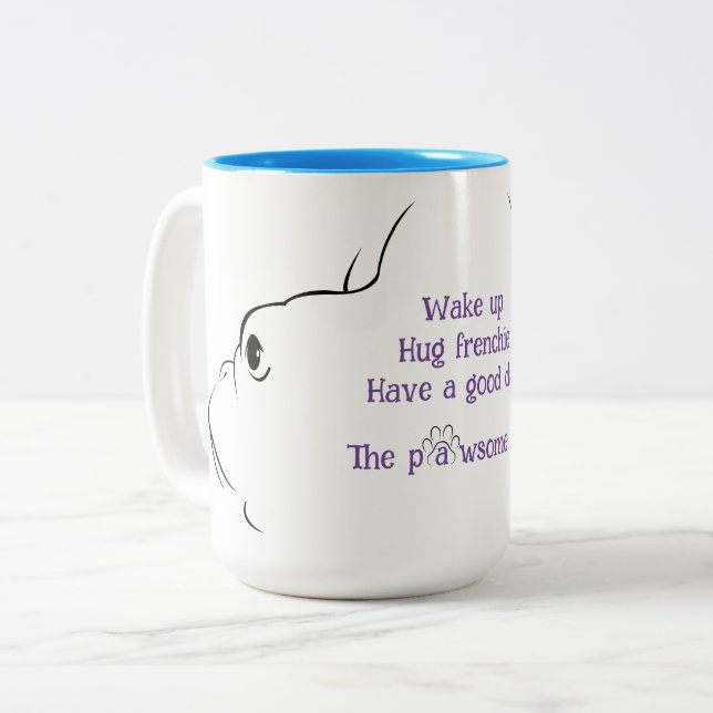 Caneca De Café Em Dois Tons A vida pawsome Bulldog Francês Silhouette Mug (Frente Esquerda)
