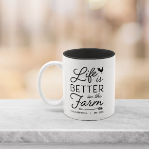 Caneca De Café Em Dois Tons A Vida Personalizada É Melhor Na Fazenda