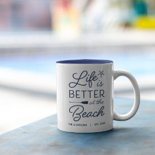 Caneca De Café Em Dois Tons A Vida Personalizada É Melhor Na Praia