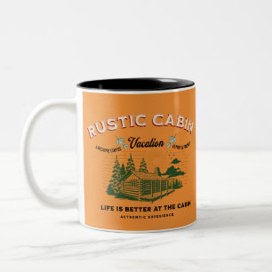 Caneca De Café Em Dois Tons A vida rustica da cabine é melhor na cabine