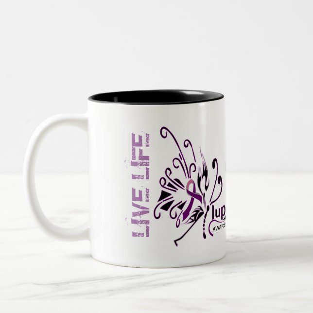Caneca De Café Em Dois Tons A vida viva do #LUPUS e sobrevive…! (Esquerda)