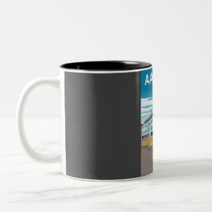 Caneca De Café Em Dois Tons Aalborg Denmark Vintage Minimale Retro Viagem Post