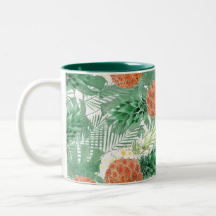 Caneca De Café Em Dois Tons Abacaxis, casal doce, fruta