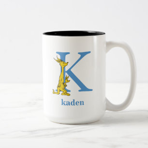 Caneca De Café Em Dois Tons ABC do Dr. Seuss: Letra K - Azul Adicione seu no