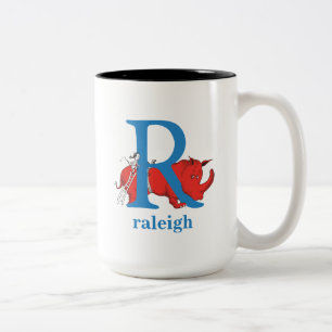 Caneca De Café Em Dois Tons ABC do Dr. Seuss: Letra R - Azul   Adicione seu no