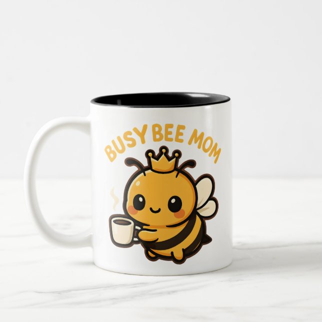 Caneca De Café Em Dois Tons Abelha Ocupada Mãe Bebê Café (Esquerda)