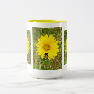 Caneca De Café Em Dois Tons Abelhão em flor de sol
