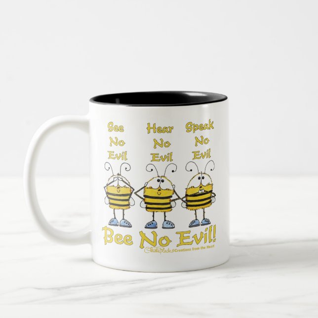 Caneca De Café Em Dois Tons Abelhas "Bee No Mau" (Esquerda)