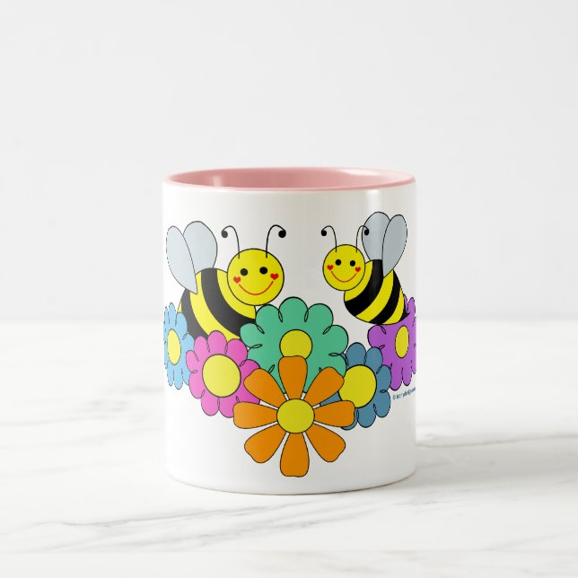 Caneca De Café Em Dois Tons Abelhas & flores (Centro)