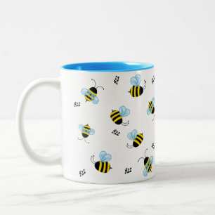 Caneca De Café Em Dois Tons Abelhas Ocupadas Voando Insetos de Jardim
