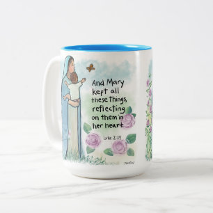 Caneca De Café Em Dois Tons Abençoada Mãe Luke 2:19 Mug