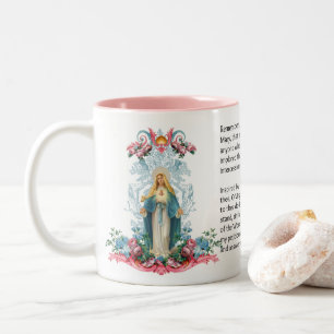 Caneca De Café Em Dois Tons Abençoada Virgem Maria Flores Memórias Oração