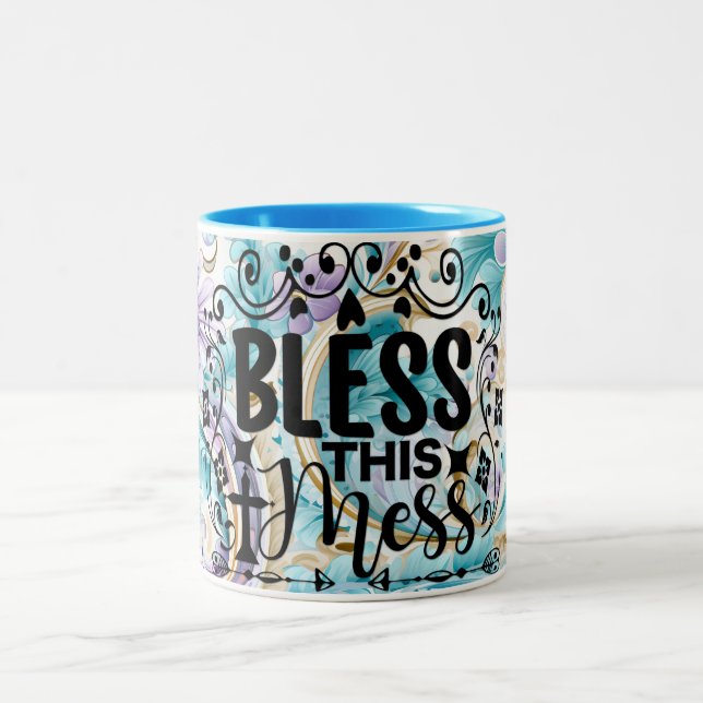Caneca De Café Em Dois Tons Abençoe Esta Mess Mug (Centro)