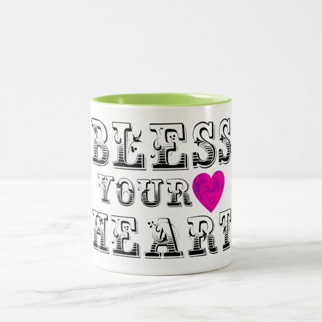 Caneca De Café Em Dois Tons Abençoe seu coração (Centro)