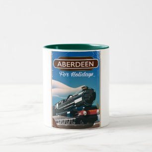 Caneca De Café Em Dois Tons Aberdeen Scotland Vintage poster de viagens