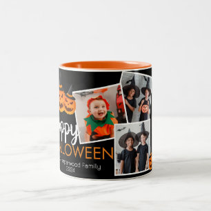 Caneca De Café Em Dois Tons abóbora-a-lanterna Família de Halloween 3 Foto