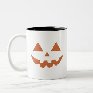 Caneca De Café Em Dois Tons Abóbora de Halloween com Rosto de Jack O' Lanterna