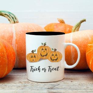 Caneca De Café Em Dois Tons Abóbora de Halloween Lindas Jack O'lanterns Divert