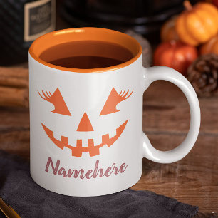 Caneca De Café Em Dois Tons Abóbora de Halloween Personalizada Feminina Jack O