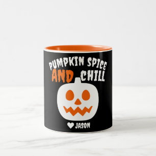 Caneca De Café Em Dois Tons Abóbora-de-laranja-assustada do Feliz Dia das Brux