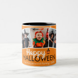 Caneca De Café Em Dois Tons abóbora jack-o-lantern Halloween Família 3 Foto
