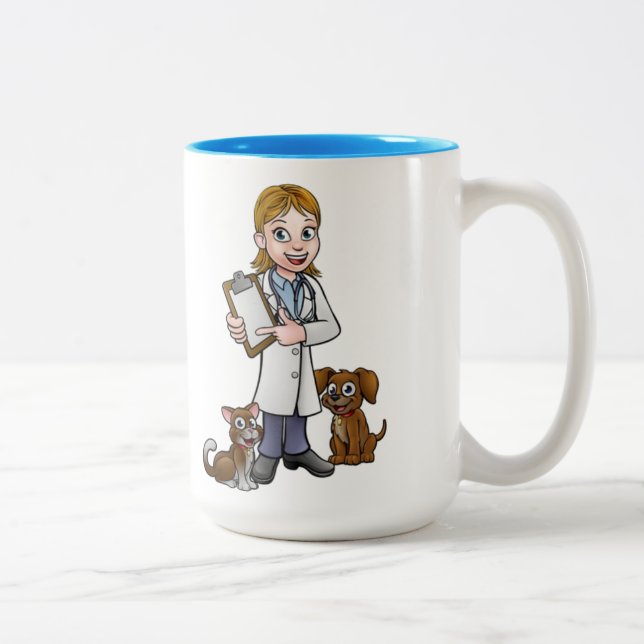 Caneca De Café Em Dois Tons Abóbora Veterinária Animada (Direita)