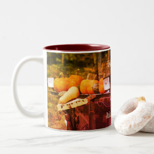 Caneca De Café Em Dois Tons Abóboras no Caminhão Arte da Natureza Personalizad