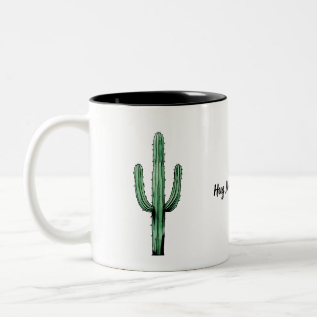 Caneca De Café Em Dois Tons Abraçar-me Cactus Mug - Engraçado e Design (Esquerda)