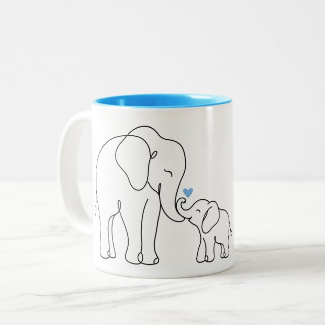 Caneca De Café Em Dois Tons Abraço de Elefante Suave (Frente Esquerda)