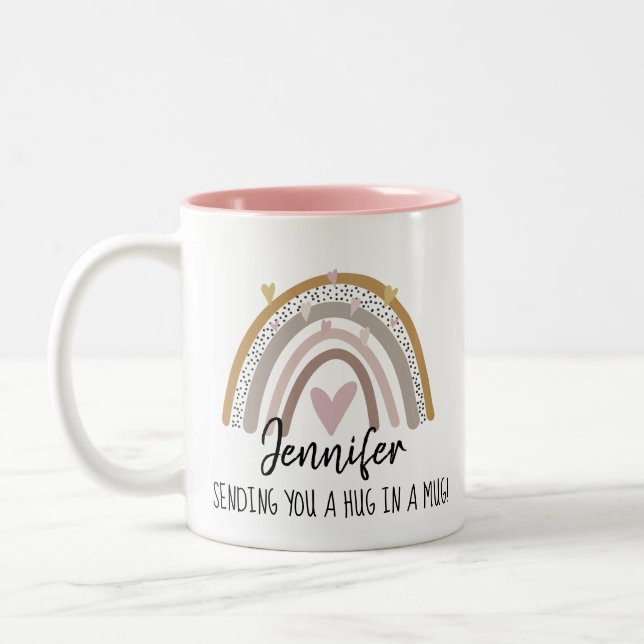 Caneca De Café Em Dois Tons abraço numa caneca pensando em você (Esquerda)