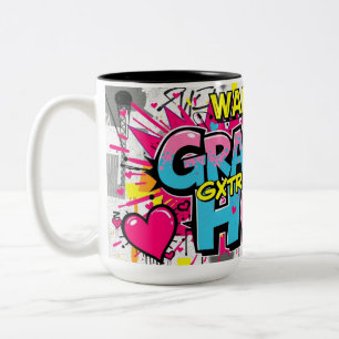 Caneca De Café Em Dois Tons Abraços de Grafite da Vovó