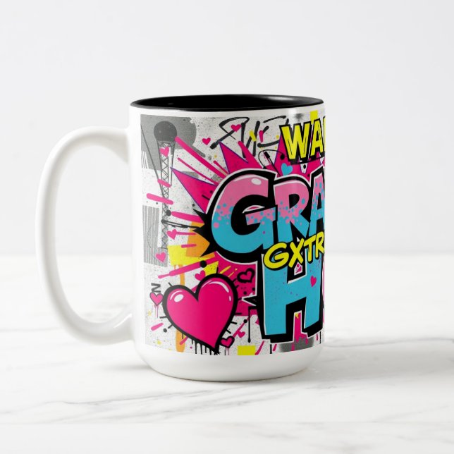 Caneca De Café Em Dois Tons Abraços de Grafite da Vovó (Esquerda)