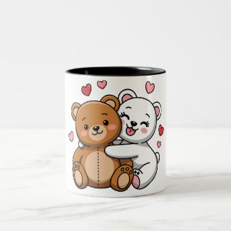 Caneca De Café Em Dois Tons Abraços e batimentos cardíacos