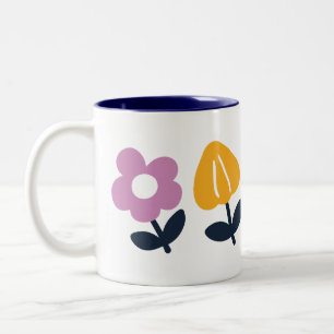 Caneca De Café Em Dois Tons Abraços e Narizes Molhados de abril - Parte Floral