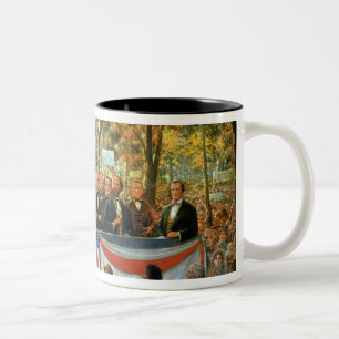 Caneca De Café Em Dois Tons Abraham Lincoln e Stephen A. Douglas
