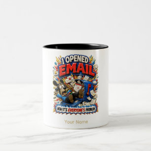Caneca De Café Em Dois Tons Abriu o Email Personalizado Divertido Escritório