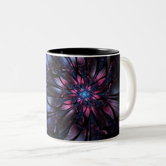 Caneca De Café Em Dois Tons Abstract fractal flower design.   (Frente Esquerda)