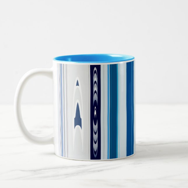 Caneca De Café Em Dois Tons Abstract Symphony in Blue 5 (Vertical Lines) (Esquerda)