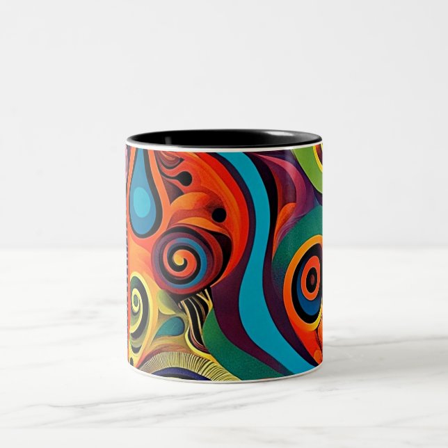 Caneca De Café Em Dois Tons Abstracta Psicodélica 11 (Centro)