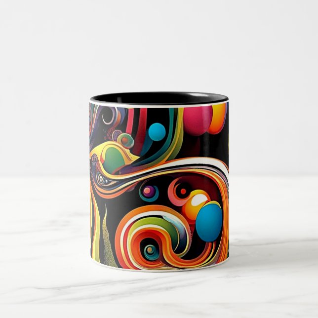 Caneca De Café Em Dois Tons Abstracta Psicodélica 15 (Centro)