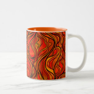 Caneca De Café Em Dois Tons Abstrato alaranjado do vitral
