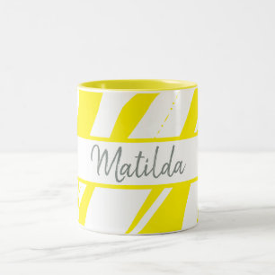 Caneca De Café Em Dois Tons Abstrato amarelo personalizado