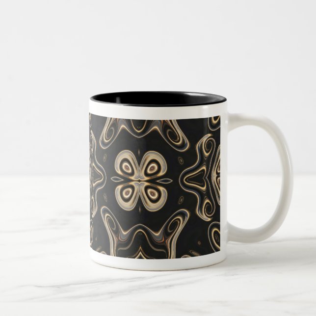 Caneca De Café Em Dois Tons Abstrato Amoba Mug Preto (Direita)
