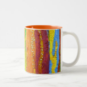 Caneca De Café Em Dois Tons Abstrato Art arco-íris listra pingar tinta