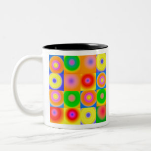 Caneca De Café Em Dois Tons Abstrato Art Colorir Feliz