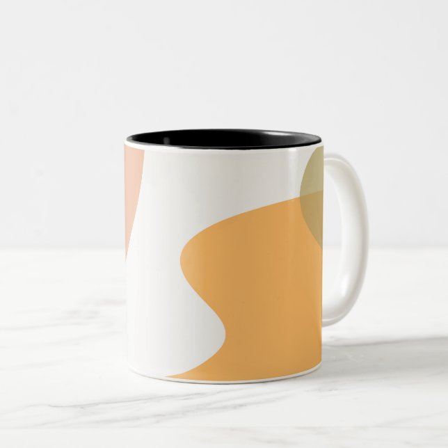 Caneca De Café Em Dois Tons Abstrato Art Design Laranja (Frente Esquerda)