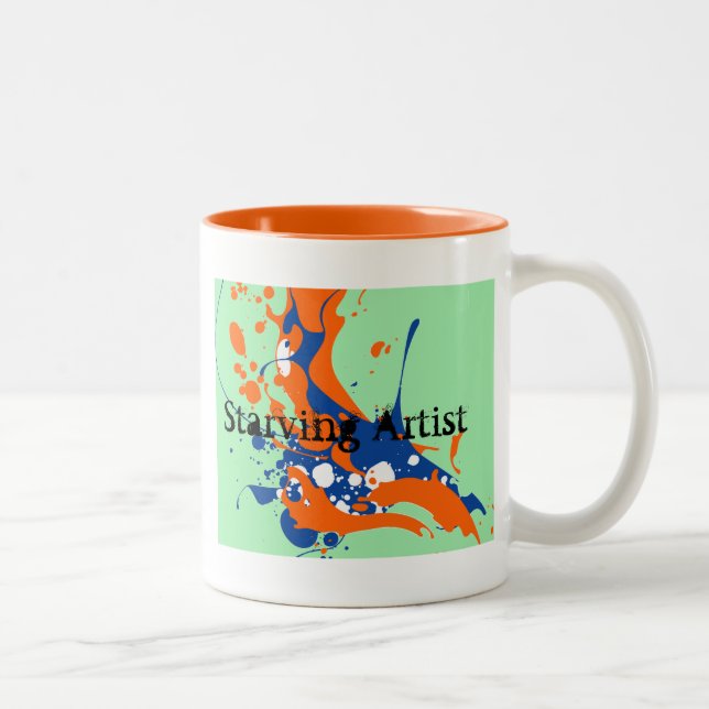 Caneca De Café Em Dois Tons Abstrato Art Mint Green Fome Artista Pintura (Direita)